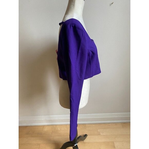 Zara BNWT womens square neck purple crop top sz Xlarge long sleeve - Picture 3 of 7